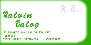 malvin balog business card